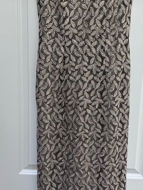 Sam Sheer Embroidered Glitter Slip Lined Cocktail Midi Dress Women Sz S Formal